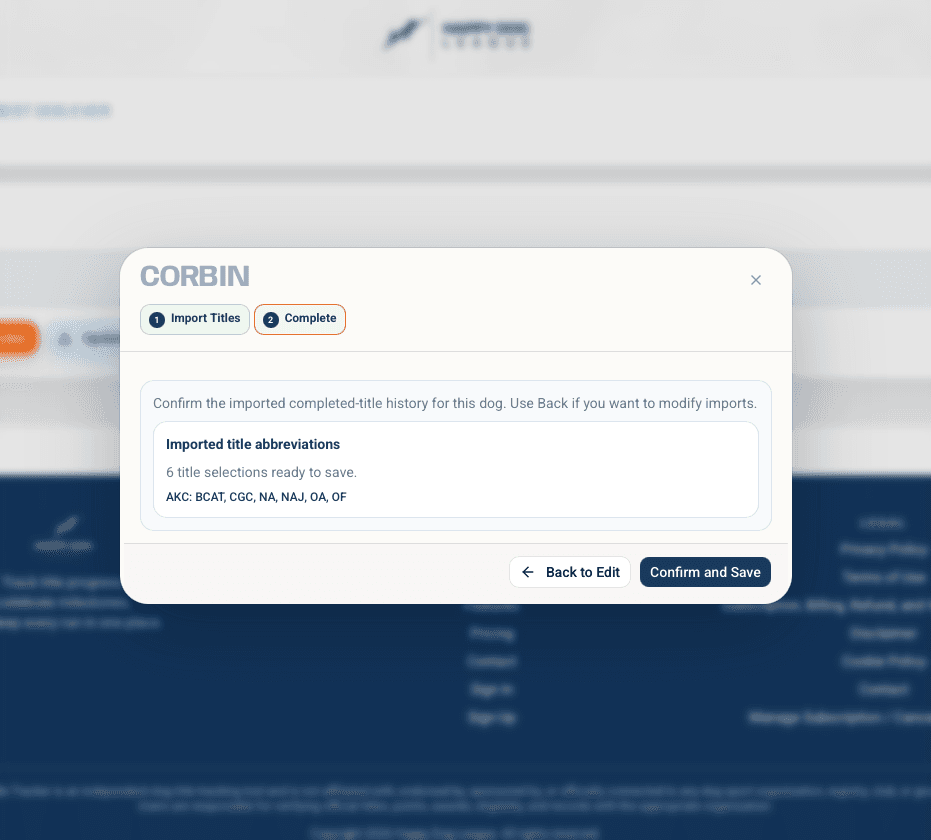 Confirmation dialog for imported title selections