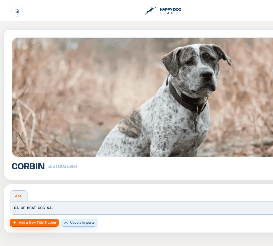 Dog profile showing imported AKC titles saved